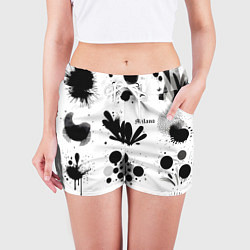 Шорты женские Растительный паттерн и кляксы - Милан, цвет: 3D-принт — фото 2