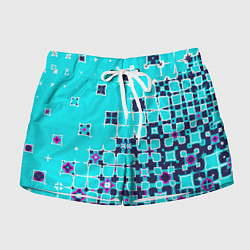 Женские шорты Геометрическая метаморфоза на бирюзе