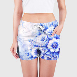 Шорты женские Жемчужные нежные цветы, цвет: 3D-принт — фото 2