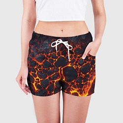Шорты женские Огненная лава вулкана, цвет: 3D-принт — фото 2