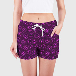 Шорты женские Halloween - паттерн с тыквами, цвет: 3D-принт — фото 2