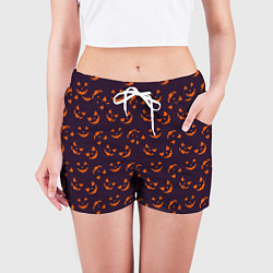 Шорты женские Страшно веселый Halloween - паттерн, цвет: 3D-принт — фото 2