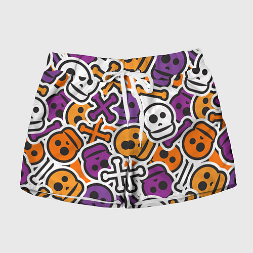 Женские шорты Funny skulls / 3D-принт – фото 1
