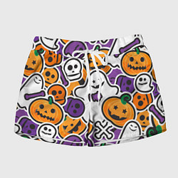 Шорты женские Улыбки хэллоуина, цвет: 3D-принт