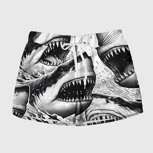 Женские шорты Белая акула - стая / 3D-принт – фото 1