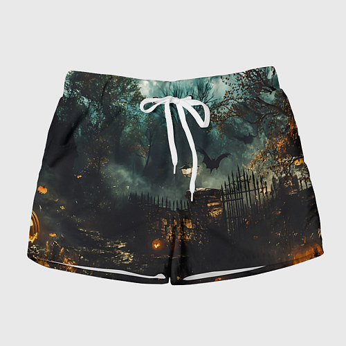 Женские шорты Ночь тыкв и теней / 3D-принт – фото 1