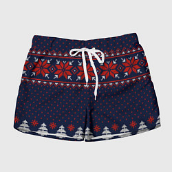 Женские шорты Новогодний вязаный узор