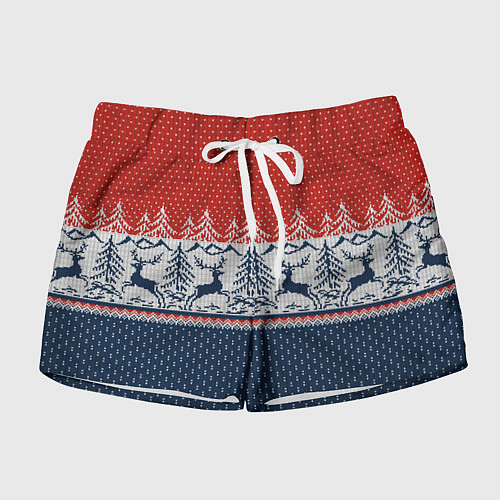 Женские шорты Вязаный узор с оленями / 3D-принт – фото 1