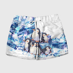 Шорты женские Пингвины и лёд, цвет: 3D-принт