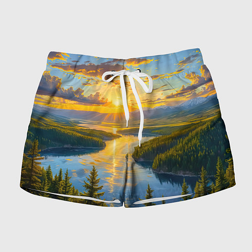 Женские шорты Золотой путь реки / 3D-принт – фото 1