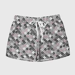 Женские шорты Цветочный серо-розовый узор ретро