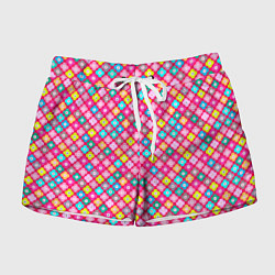 Женские шорты Разноцветный цветочный узор ретро