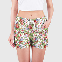 Шорты женские Цветы, цвет: 3D-принт — фото 2