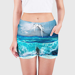 Шорты женские Волны, цвет: 3D-принт — фото 2