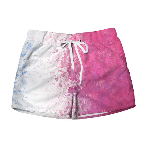 Женские шорты Белый и розовый / 3D-принт – фото 1