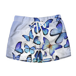 Шорты женские Голубые бабочки, цвет: 3D-принт