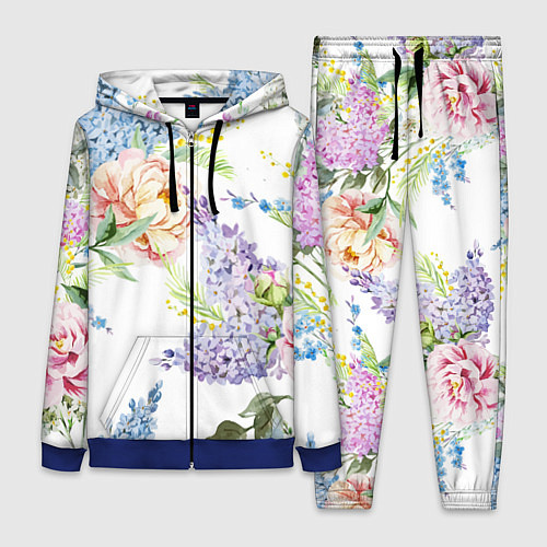 Женский костюм Сирень и Пионы / 3D-Синий – фото 1