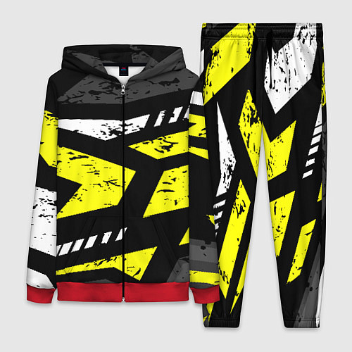 Женский костюм Black yellow abstract sport style / 3D-Красный – фото 1