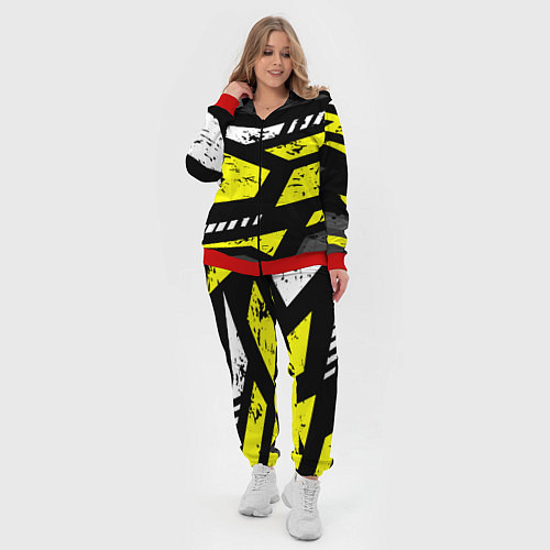 Женский костюм Black yellow abstract sport style / 3D-Красный – фото 4