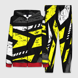 Женский 3D-костюм Black yellow abstract sport style, цвет: 3D-красный
