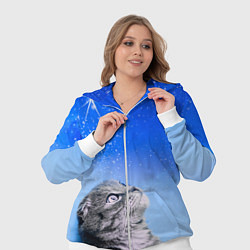 Женский 3D-костюм Кот и космос, цвет: 3D-белый — фото 2