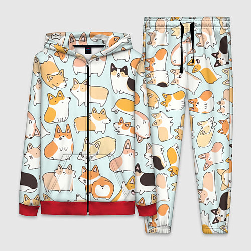 Женский костюм Милые корги / 3D-Красный – фото 1