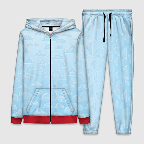 Женский костюм Очень светлые голубые облака / 3D-Красный – фото 1