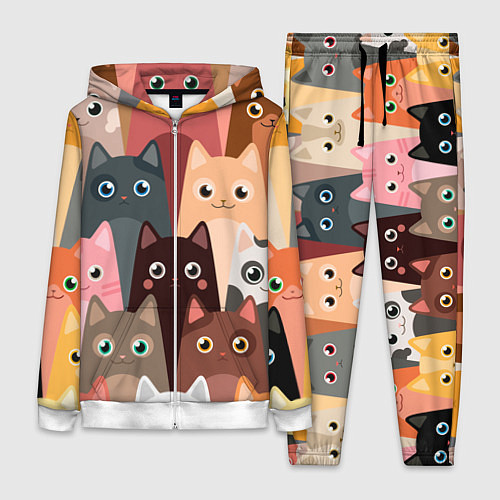 Женский костюм Котики мультяшные / 3D-Белый – фото 1