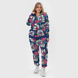 Женский 3D-костюм Реалистичные черепа с розами, цвет: 3D-синий — фото 2