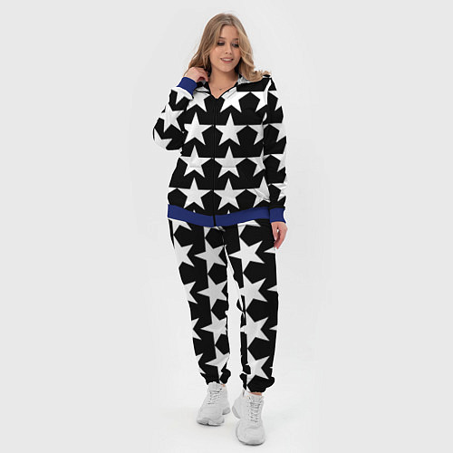 Женский костюм Белые звёзды на чёрном фоне / 3D-Синий – фото 4