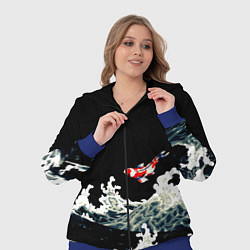 Женский 3D-костюм Карп Кои Волна Япония Рыба, цвет: 3D-синий — фото 2