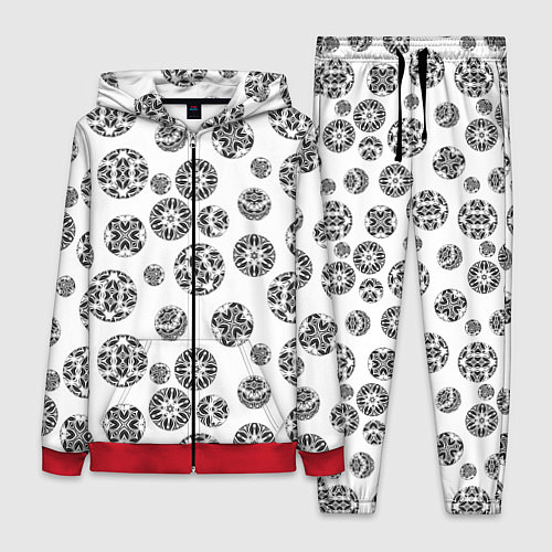 Женский костюм Черно-белый геометрический узор / 3D-Красный – фото 1