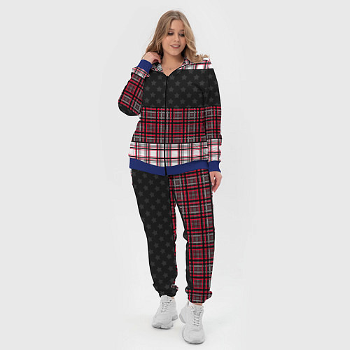 Женский костюм Комбинированный красно-серый / 3D-Синий – фото 4