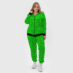 Женский 3D-костюм Черепа на кислотно-зеленом фоне, цвет: 3D-черный — фото 2