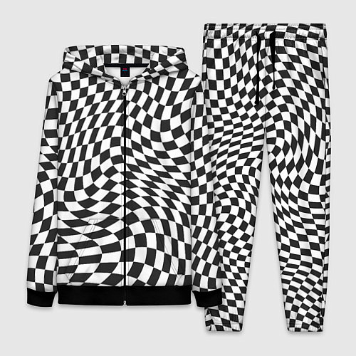 Женский костюм Черно-белая клетка Black and white squares / 3D-Черный – фото 1
