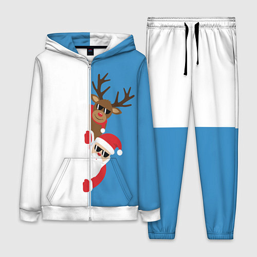 Женский костюм Крутые Санта и Олень / 3D-Белый – фото 1
