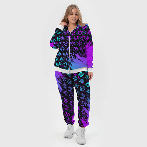 Женский костюм GENSHIN NEON PATTERN SYMBOL НЕОН ЭМБЛЕМЫ / 3D-Белый – фото 4