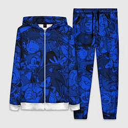Женский 3D-костюм SONIC BLUE PATTERN СИНИЙ ЁЖ, цвет: 3D-белый