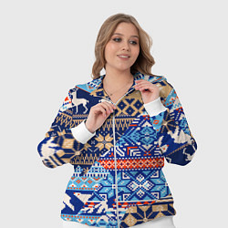 Женский 3D-костюм НОВОГОДНИЙ УЗОР ОЛЕНИ И МЕДВЕДИ НОВЫЙ ГОД 2022, цвет: 3D-белый — фото 2