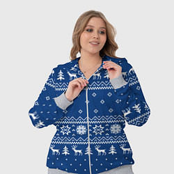 Женский 3D-костюм СИНИЙ СВИТЕР С ОЛЕНЯМИ, НОВЫЙ ГОД 2022, цвет: 3D-меланж — фото 2