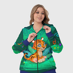 Женский 3D-костюм Тигр в большой кувшинке, цвет: 3D-синий — фото 2