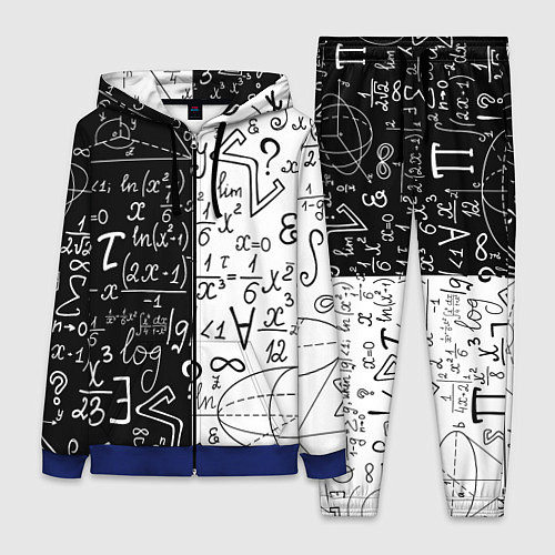 Женский костюм ЧЁРНО БЕЛЫЕ ФОРМУЛЫ ФИЗИКА МАТЕМАТИКА / 3D-Синий – фото 1