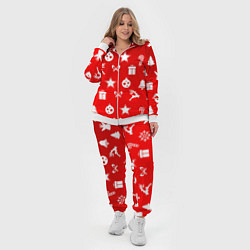 Женский 3D-костюм Новогодний узор красный градиент, цвет: 3D-белый — фото 2