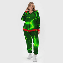 Женский 3D-костюм 3D ПЛИТЫ НЕОН NEON GREEN HEXAGON РАЗЛОМ, цвет: 3D-красный — фото 2