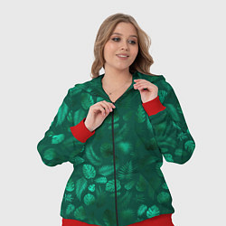 Женский 3D-костюм Яркие зеленые листья, цвет: 3D-красный — фото 2