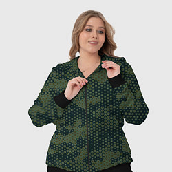 Женский 3D-костюм Абстрактный геометрический зеленый камуфляж, цвет: 3D-черный — фото 2