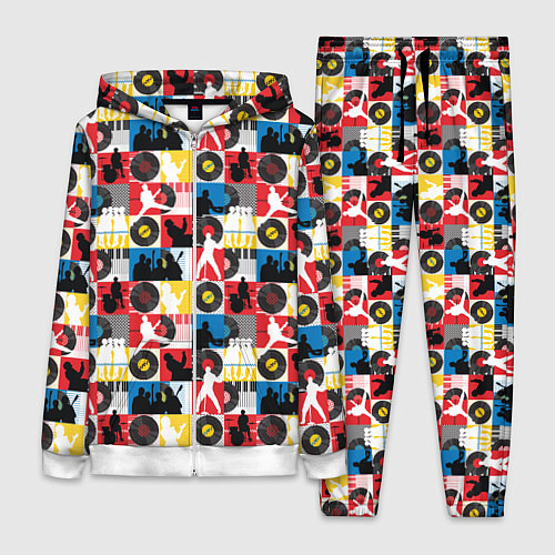 Женский костюм Рок-н-ролл, винил, запись музыки / 3D-Белый – фото 1