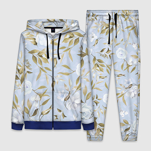 Женский костюм Цветы Золотые Листья / 3D-Синий – фото 1