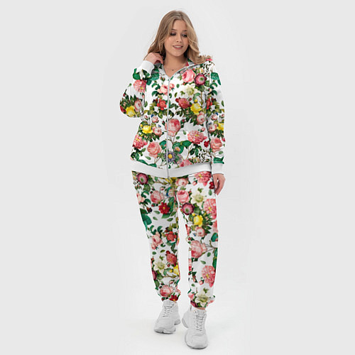 Женский костюм Узор из летних роз Summer Roses Pattern / 3D-Белый – фото 4