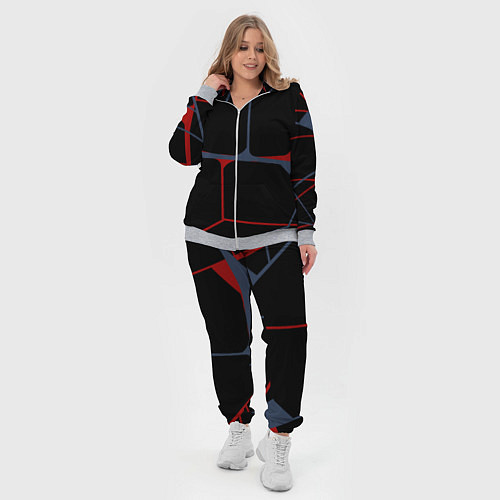 Женский костюм Геометрические линии сине-красные / 3D-Меланж – фото 4